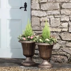 Garden Grow Set Of 2 Urn Planters - Bronze