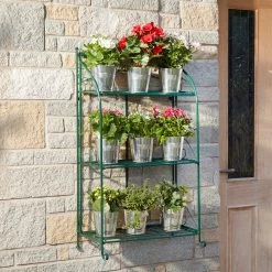 3 Wire Shelf Metal Plant Stand Green -Dobies 500059