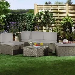 Milan Rattan Set Dark Grey