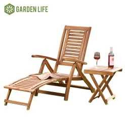 Garden Life Acacia Folding Steamer Deck Chair -Dobies G2858 Acacia Steamer Chair With Table CO 1 logo