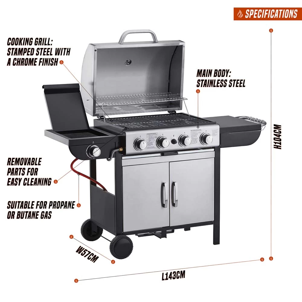 TOS Blazebox 4+1 Gas Burner Bbq 2 TOS Blazebox 4+1 Gas Burner Bbq - Image 2