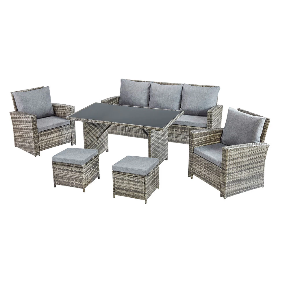 7 Seat Rattan Dining Set/Tonal Grey 2 7 Seat Rattan Dining Set/Tonal Grey - Image 2
