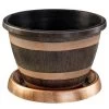Wooden Barrel Effect Planter & Saucer