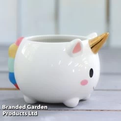Planted Unicorn Pot With Gold Horn - Gift -Dobies POTS UNICORN T083281