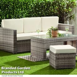 Garden Gear Riviera 5-Seat Rattan Set -Dobies RIVI RATTNLGRY B61436