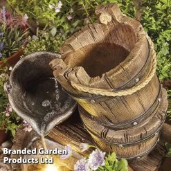 Cascading Barrel Water Feature With Planter -Dobies z HB290 4