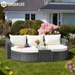 Firenze Rattan Daybed Dark Grey