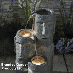 Easter Island Head Cascade Water Feature -Dobies z WEBG38903