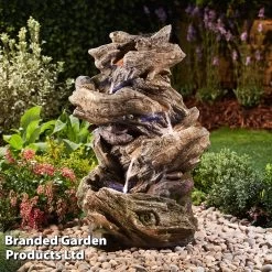 Four-Tier Wood-Effect Water Feature